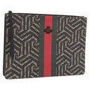 GUCCI GG Caleido Web Sherry Line Clutch Bag PVC Beige Silver 429004 Auth 199583A-1