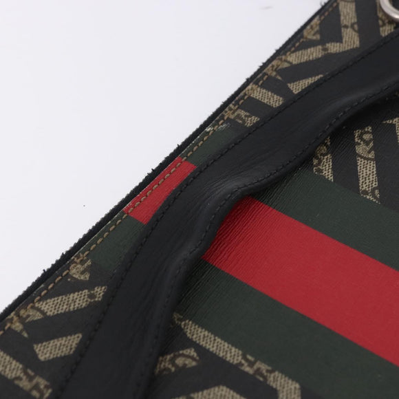 GUCCI GG Caleido Web Sherry Line Clutch Bag PVC Beige Silver 429004 Auth 199583A