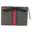 GUCCI GG Caleido Web Sherry Line Clutch Bag PVC Beige Silver 429004 Auth 199583A-3