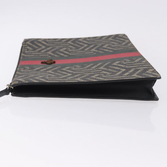 GUCCI GG Caleido Web Sherry Line Clutch Bag PVC Beige Silver 429004 Auth 199583A