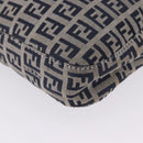 FENDI Zucchino Canvas Mamma Baguette Shoulder Bag Navy Silver Auth 199586V-9