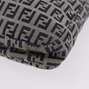 FENDI Zucchino Canvas Mamma Baguette Shoulder Bag Navy Silver Auth 199586V-14