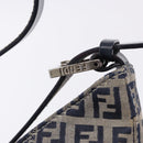 FENDI Zucchino Canvas Mamma Baguette Shoulder Bag Navy Silver Auth 199586V-17