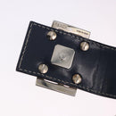 FENDI Zucchino Canvas Mamma Baguette Shoulder Bag Navy Silver Auth 199586V-10