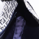 FENDI Zucchino Canvas Mamma Baguette Shoulder Bag Navy Silver Auth 199586V-20