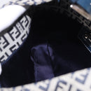 FENDI Zucchino Canvas Mamma Baguette Shoulder Bag Navy Silver Auth 199586V-21