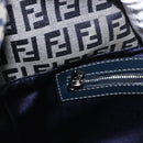 FENDI Zucchino Canvas Mamma Baguette Shoulder Bag Navy Silver Auth 199586V-23