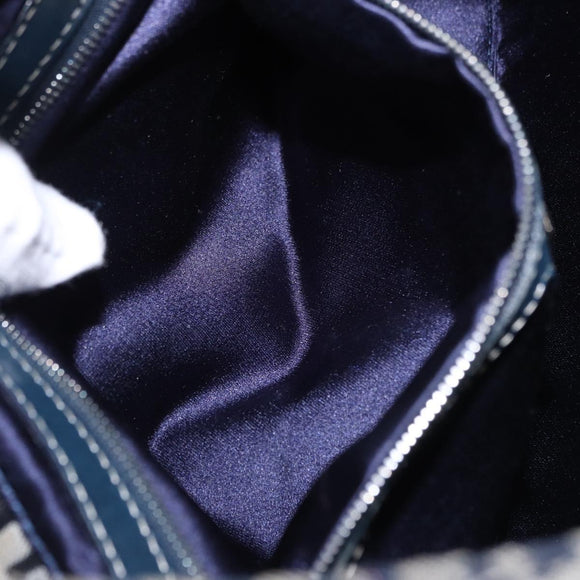 FENDI Zucchino Canvas Mamma Baguette Shoulder Bag Navy Silver Auth 199586V