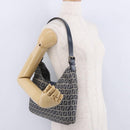FENDI Zucchino Canvas Mamma Baguette Shoulder Bag Navy Silver Auth 199586V-25