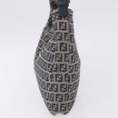 FENDI Zucchino Canvas Mamma Baguette Shoulder Bag Navy Silver Auth 199586V-3