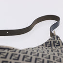 FENDI Zucchino Canvas Mamma Baguette Shoulder Bag Navy Silver Auth 199586V-8