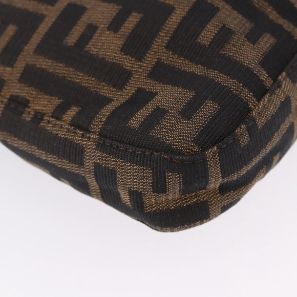 FENDI Zucca Canvas Mamma Baguette Shoulder Bag Brown Black Auth 199587V