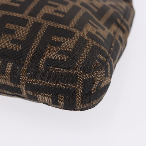 FENDI Zucca Canvas Mamma Baguette Shoulder Bag Brown Black Auth 199587V