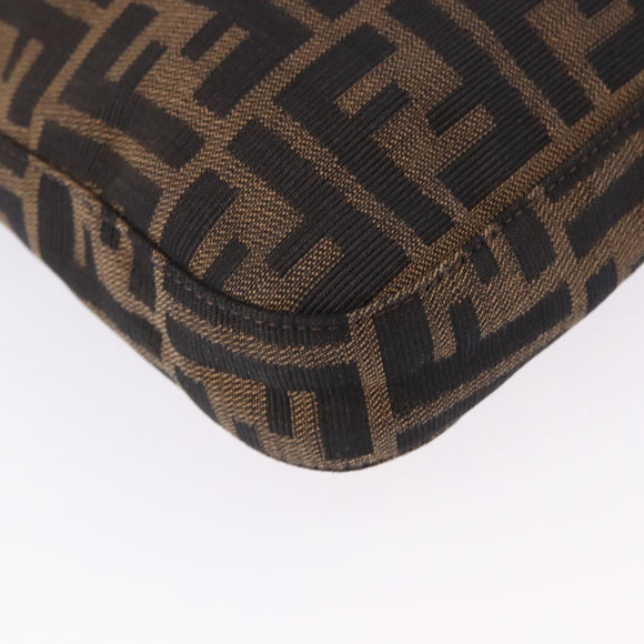 FENDI Zucca Canvas Mamma Baguette Shoulder Bag Brown Black Auth 199587V