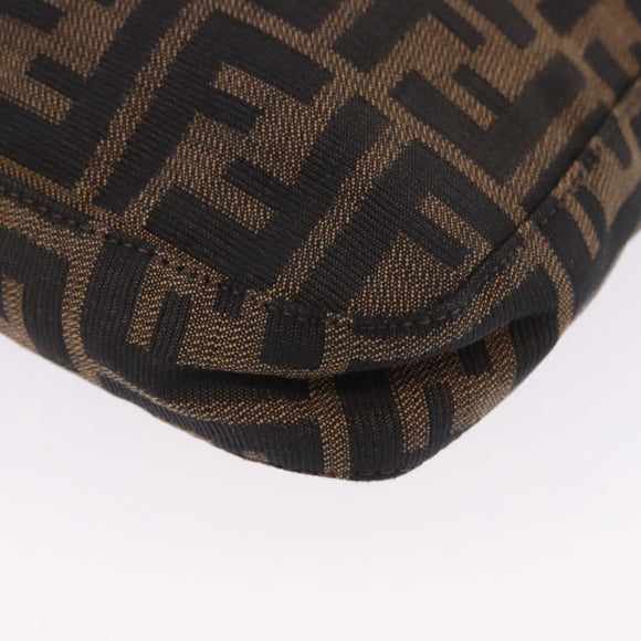 FENDI Zucca Canvas Mamma Baguette Shoulder Bag Brown Black Auth 199587V