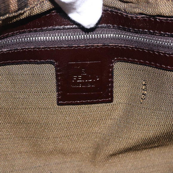 FENDI Zucca Canvas Mamma Baguette Shoulder Bag Brown Black Auth 199587V