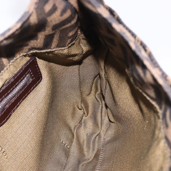 FENDI Zucca Canvas Mamma Baguette Shoulder Bag Brown Black Auth 199587V