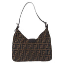 FENDI Zucca Canvas Mamma Baguette Shoulder Bag Brown Black Auth 199587V-3