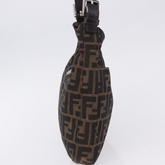 FENDI Zucca Canvas Mamma Baguette Shoulder Bag Brown Black Auth 199587V