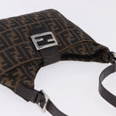 FENDI Zucca Canvas Mamma Baguette Shoulder Bag Brown Black Auth 199587V-6