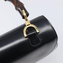 GUCCI Bamboo Hand Bag Leather Black Gold 99 00 0633 Auth 199588V-18