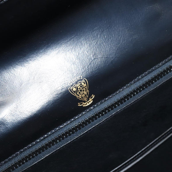GUCCI Bamboo Hand Bag Leather Black Gold 99 00 0633 Auth 199588V