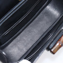 GUCCI Bamboo Hand Bag Leather Black Gold 99 00 0633 Auth 199588V-9