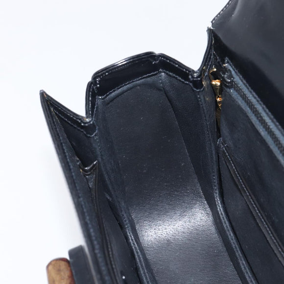 GUCCI Bamboo Hand Bag Leather Black Gold 99 00 0633 Auth 199588V