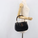 GUCCI Bamboo Hand Bag Leather Black Gold 99 00 0633 Auth 199588V-29