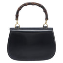 GUCCI Bamboo Hand Bag Leather Black Gold 99 00 0633 Auth 199588V-2