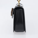 GUCCI Bamboo Hand Bag Leather Black Gold 99 00 0633 Auth 199588V-3