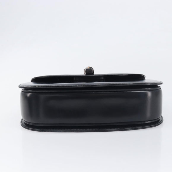 GUCCI Bamboo Hand Bag Leather Black Gold 99 00 0633 Auth 199588V