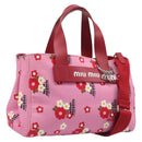 Miu Miu Hand Bag Canvas 2way Pink Gold Auth 199590M-1