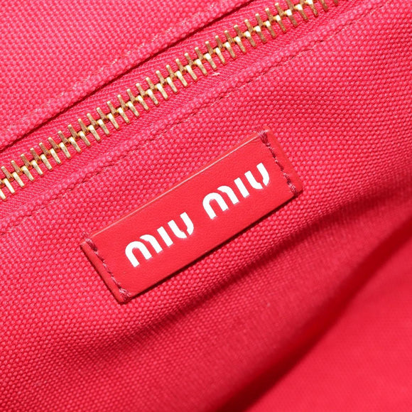 Miu Miu Hand Bag Canvas 2way Pink Gold Auth 199590M