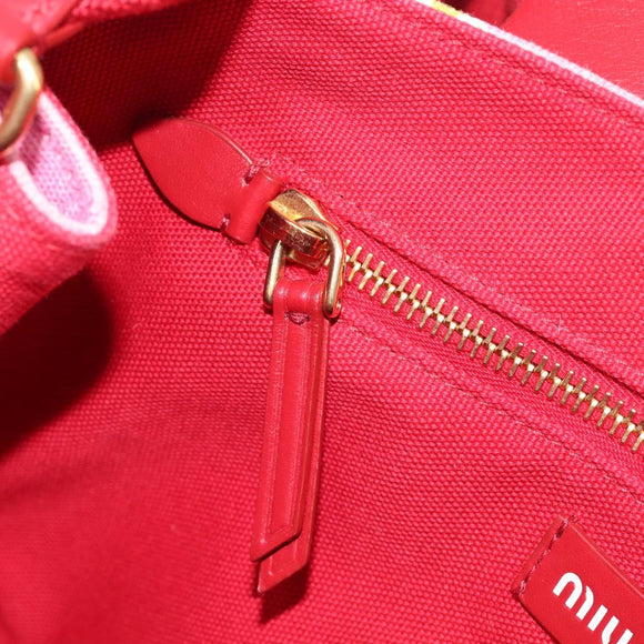Miu Miu Hand Bag Canvas 2way Pink Gold Auth 199590M