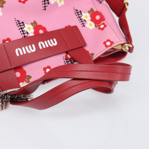 Miu Miu Hand Bag Canvas 2way Pink Gold Auth 199590M
