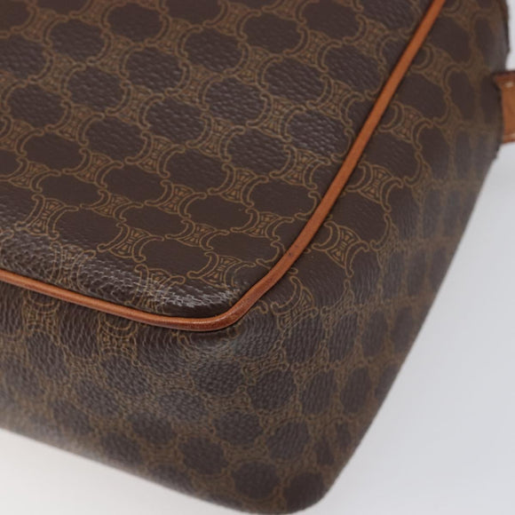 CELINE Macadam Canvas Shoulder Bag PVC Leather Brown Gold Auth 199592A