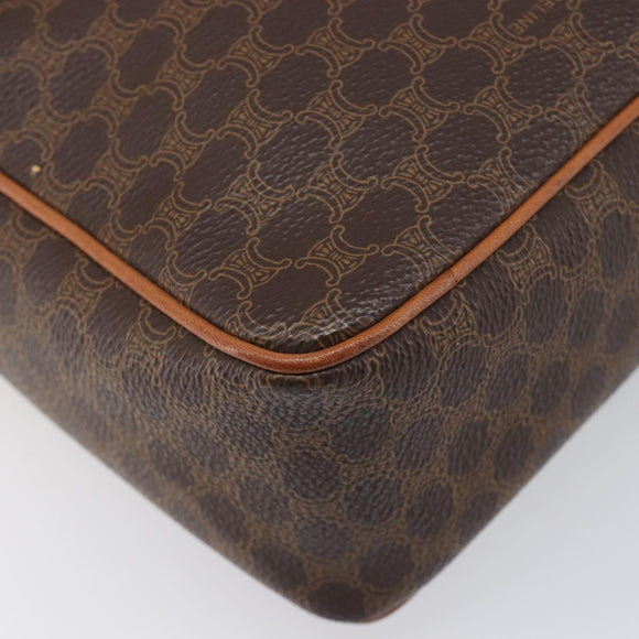 CELINE Macadam Canvas Shoulder Bag PVC Leather Brown Gold Auth 199592A