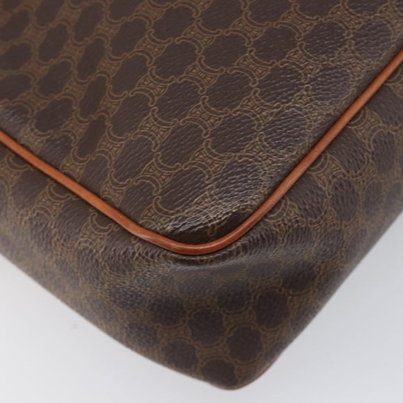 CELINE Macadam Canvas Shoulder Bag PVC Leather Brown Gold Auth 199592A