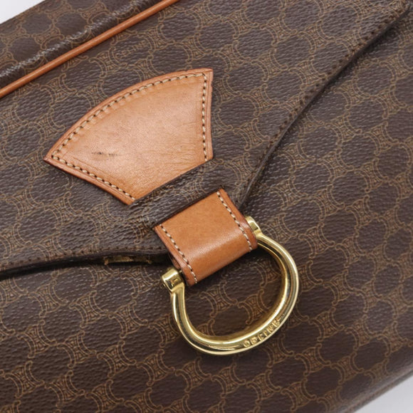 CELINE Macadam Canvas Shoulder Bag PVC Leather Brown Gold Auth 199592A