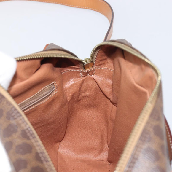 CELINE Macadam Canvas Shoulder Bag PVC Leather Brown Gold Auth 199592A