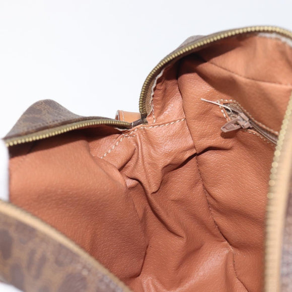 CELINE Macadam Canvas Shoulder Bag PVC Leather Brown Gold Auth 199592A