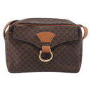 CELINE Macadam Canvas Shoulder Bag PVC Leather Brown Gold Auth 199592A-13
