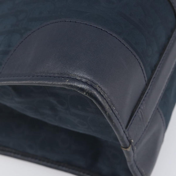 Christian Dior Trotter Canvas Hand Bag Navy Gold Auth 199593
