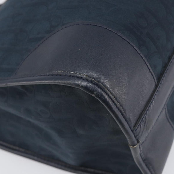 Christian Dior Trotter Canvas Hand Bag Navy Gold Auth 199593