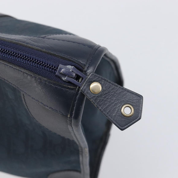 Christian Dior Trotter Canvas Hand Bag Navy Gold Auth 199593