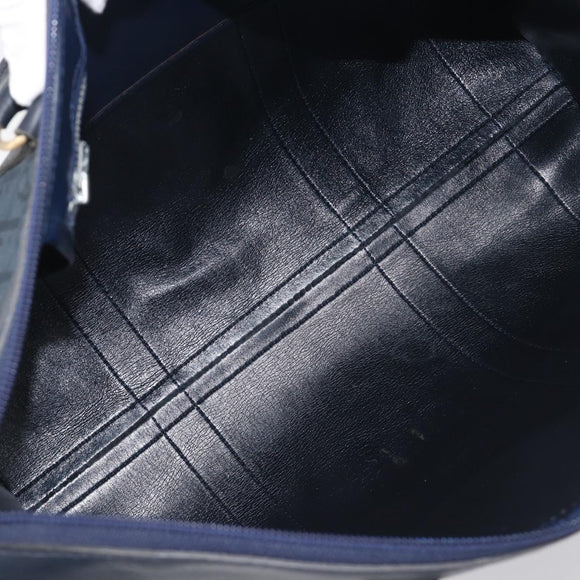 Christian Dior Trotter Canvas Hand Bag Navy Gold Auth 199593
