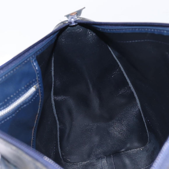 Christian Dior Trotter Canvas Hand Bag Navy Gold Auth 199593