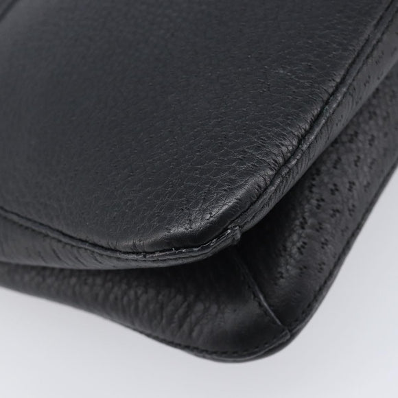 Salvatore Ferragamo Gancini Shoulder Bag Leather Black Gold Auth 199594
