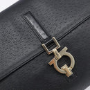 Salvatore Ferragamo Gancini Shoulder Bag Leather Black Gold Auth 199594-15